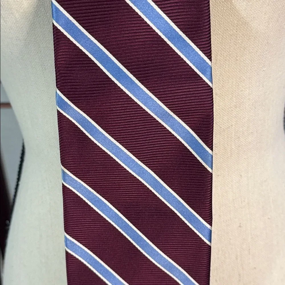 Brooks Brothers Burgundy and Light Blue Striped Tie